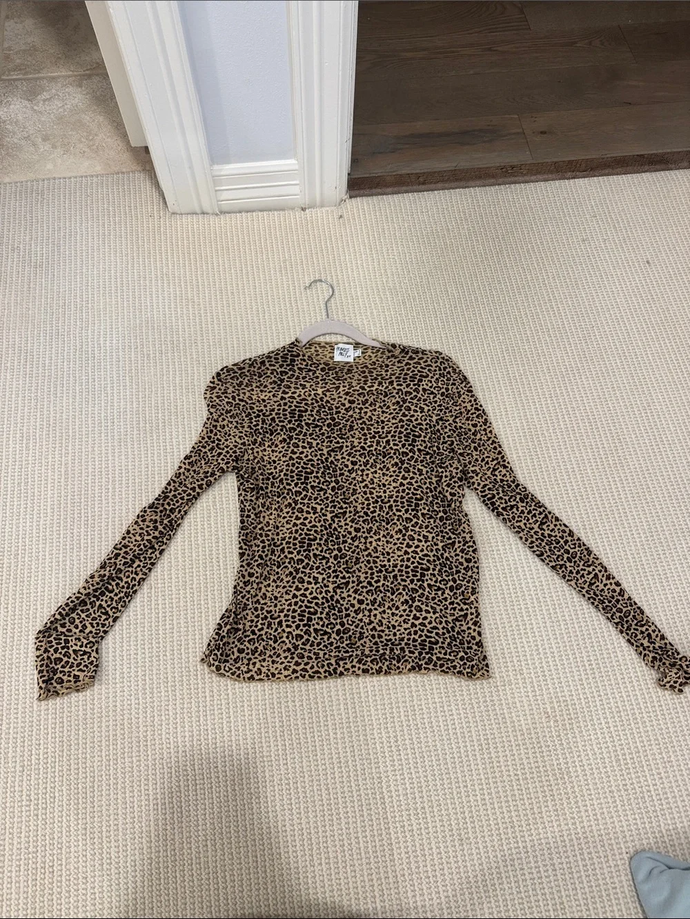 Princess Polly Leopard Print Long Sleeve Top - Tan & Black - Picture 1 of 3